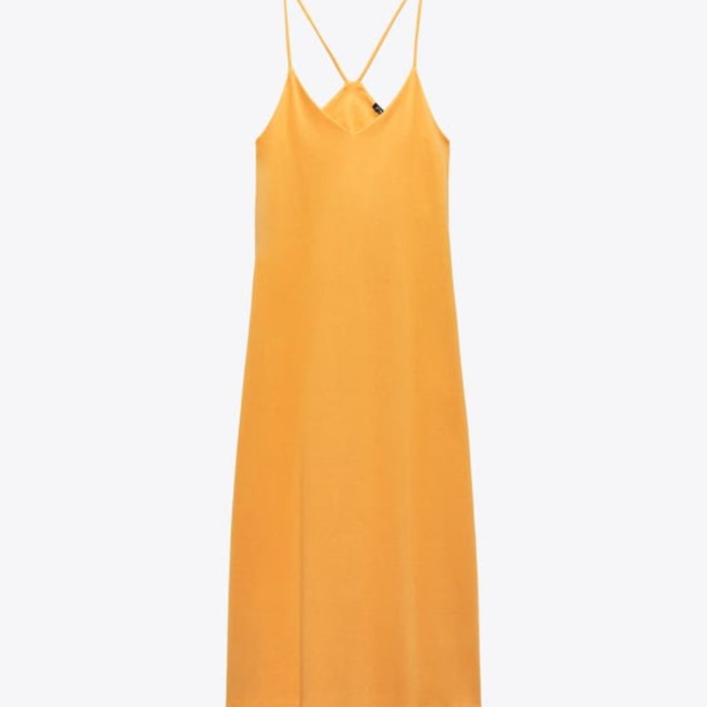 Zara YellowOrange midi dress Size S